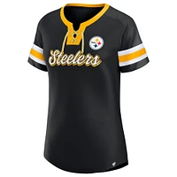 Women's Fanatics Black Pittsburgh Steelers Original State Lace-Up T-Shirt