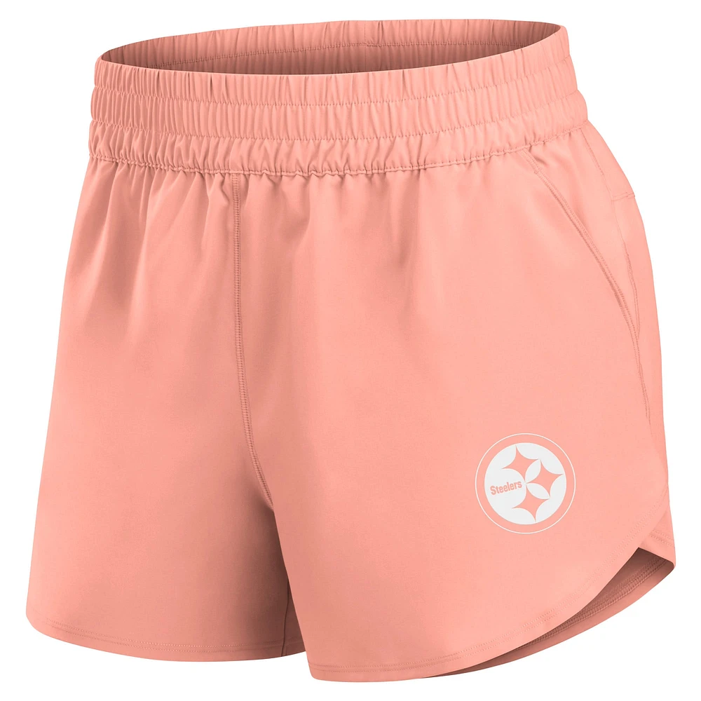 Women's Fanatics Coral Pittsburgh Steelers Front Office Woven Shorts