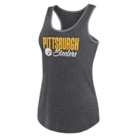 Women's Fanatics Heather Black Pittsburgh Steelers Plus Fuel Tank Top