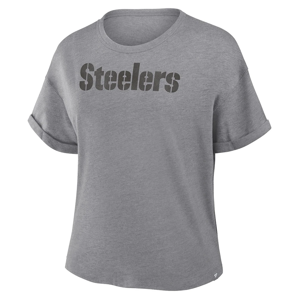 Women's Fanatics Heather Gray Pittsburgh Steelers Tri-Blend T-Shirt