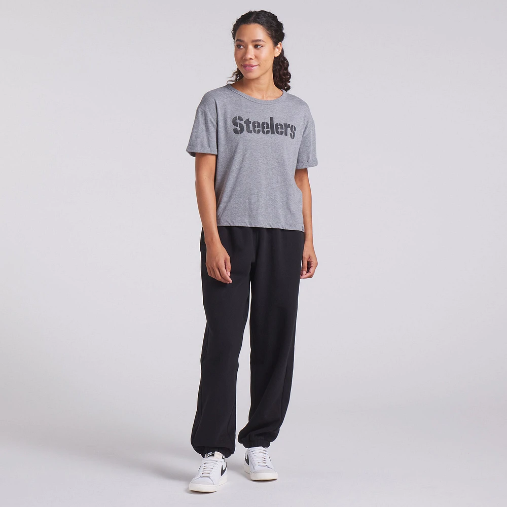 Women's Fanatics Heather Gray Pittsburgh Steelers Tri-Blend T-Shirt