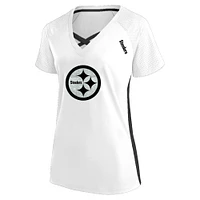 Women's Fanatics  White Pittsburgh Steelers Plus Glitter Lace-Up V- Neck T-Shirt