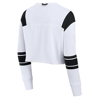 Women's Fanatics White Pittsburgh Steelers Stretch Cropped Long Sleeve V-Neck T-Shirt