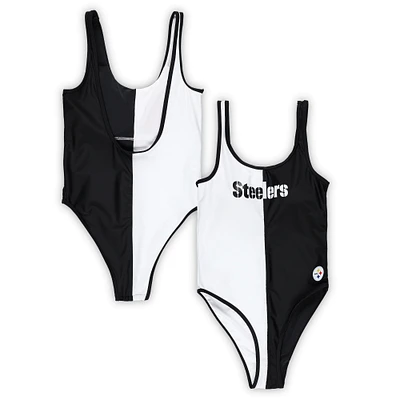 Maillot de bain une pièce G-III 4Her par Carl Banks pour femmes, noir/blanc, Pittsburgh Steelers Last Stand