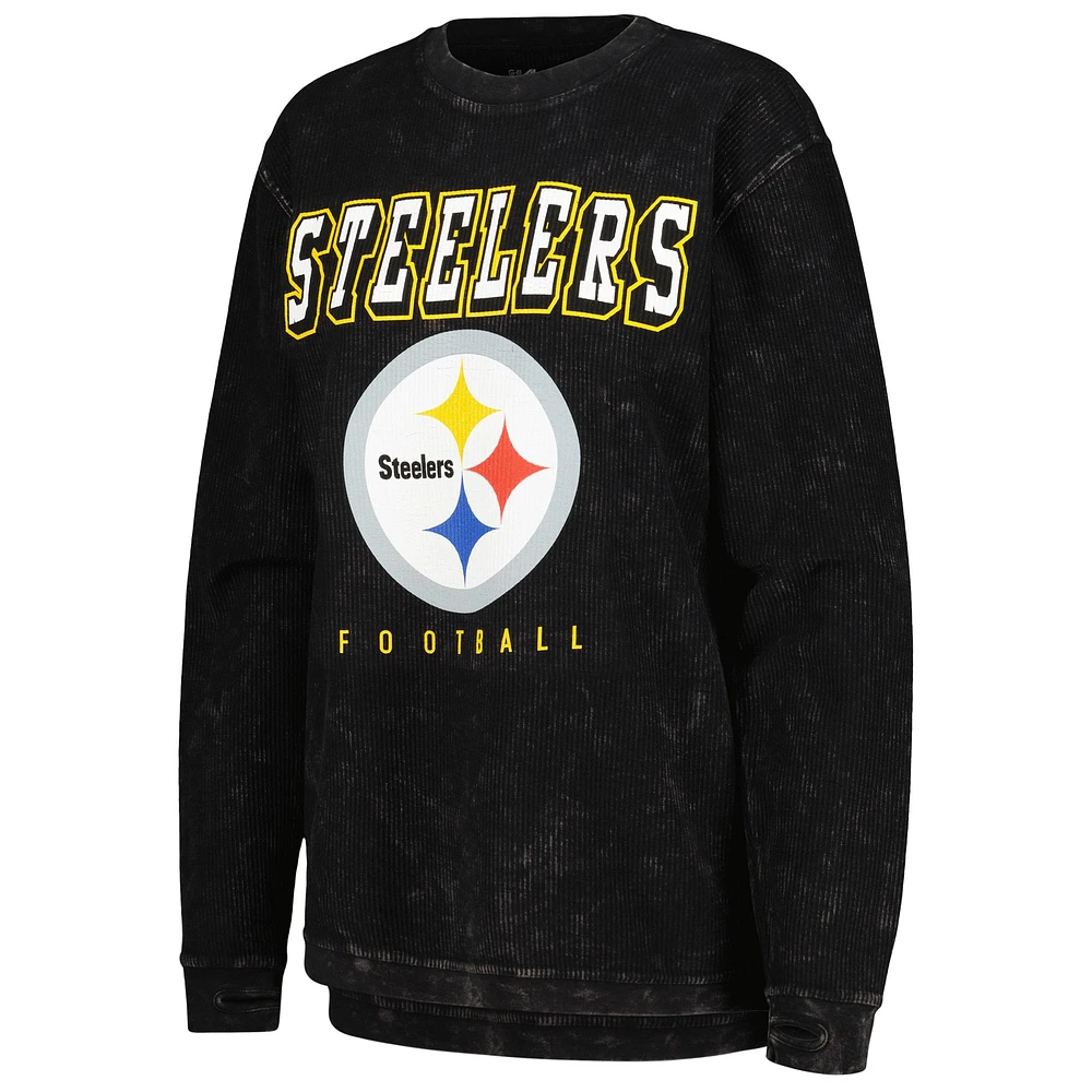 Women's G-III 4Her by Carl Banks Black Pittsburgh Steelers Comfy Cord Pullover Sweatshirt