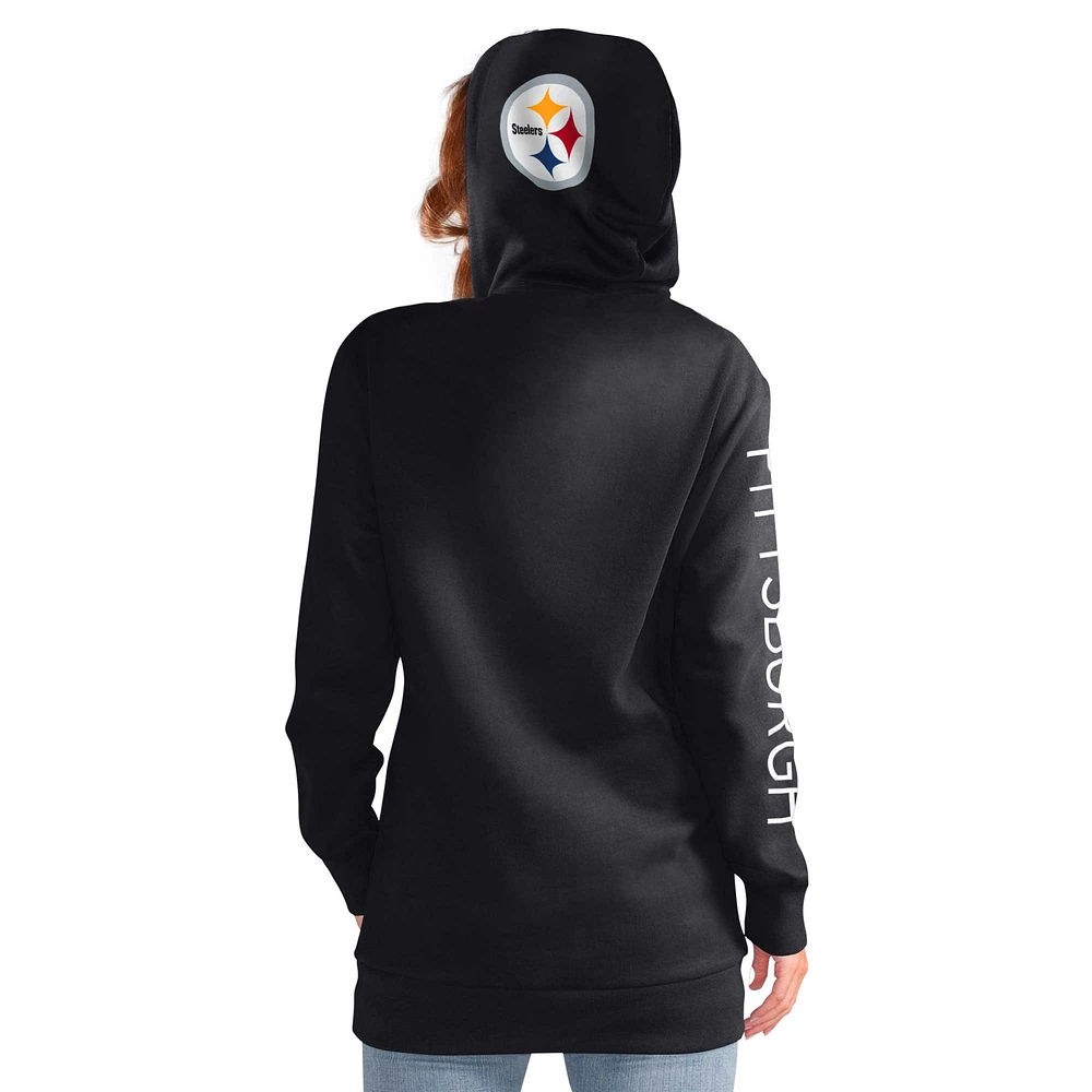 Women's G-III 4Her by Carl Banks Black Pittsburgh Steelers Extra Inning Pullover Hoodie