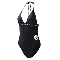 Maillot de bain une pièce pour femme G-III 4Her by Carl Banks Black Pittsburgh Steelers Full Count