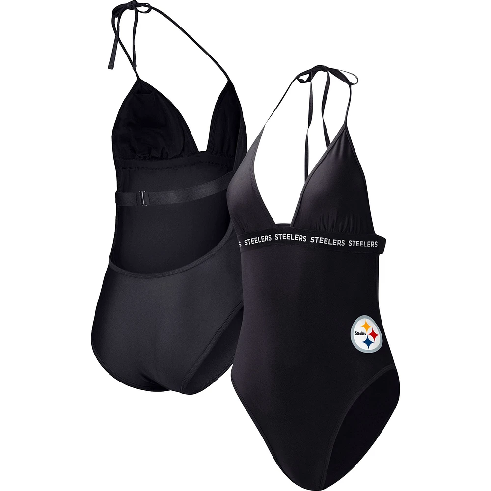 Maillot de bain une pièce pour femme G-III 4Her by Carl Banks Black Pittsburgh Steelers Full Count