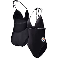 Maillot de bain une pièce pour femme G-III 4Her by Carl Banks Black Pittsburgh Steelers Full Count