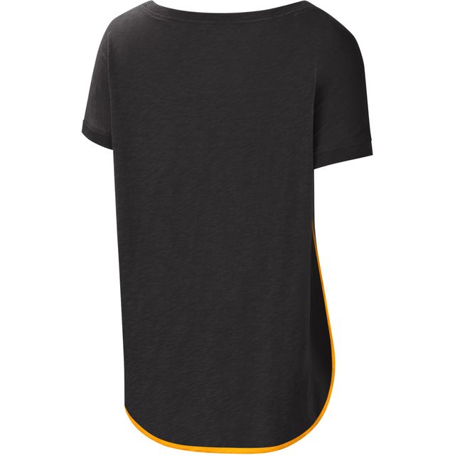 T-shirt pour femme G-III 4Her by Carl Banks Pittsburgh Steelers noir à encolure dégagée Rookie