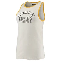 Women's Junk Food White/Gold Pittsburgh Steelers Throwback Pop Binding Scoop Neck Tank Top
