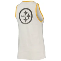 Women's Junk Food White/Gold Pittsburgh Steelers Throwback Pop Binding Scoop Neck Tank Top