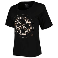Women's Majestic Threads T.J. Watt Black Pittsburgh Steelers Leopard Player Name & Number T-Shirt
