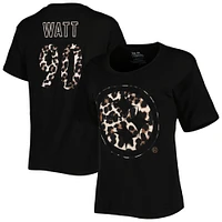Women's Majestic Threads T.J. Watt Black Pittsburgh Steelers Leopard Player Name & Number T-Shirt