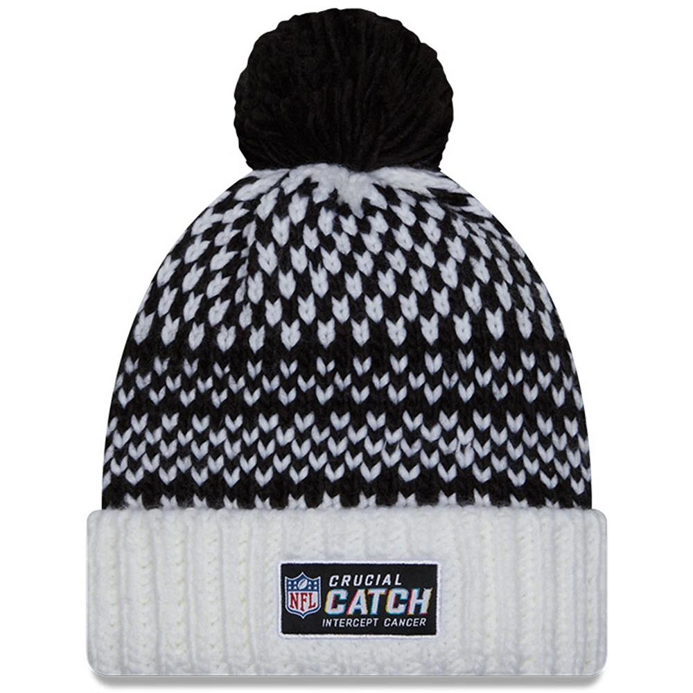Women's New Era  Black/White Pittsburgh Steelers 2023 NFL Crucial Catch Cuffed Pom Knit Hat