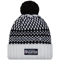 Women's New Era  Black/White Pittsburgh Steelers 2023 NFL Crucial Catch Cuffed Pom Knit Hat