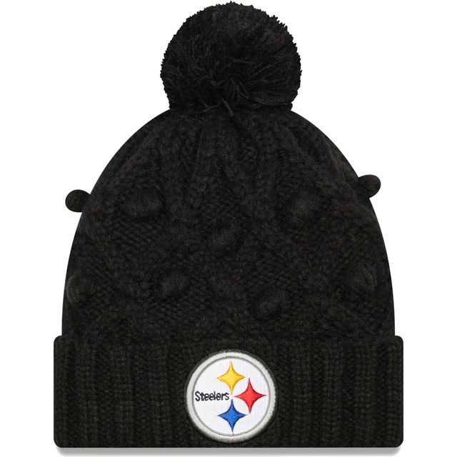 Bonnet Toasty Cuffed Pom Knit des Pittsburgh Steelers New Era pour femme - Noir