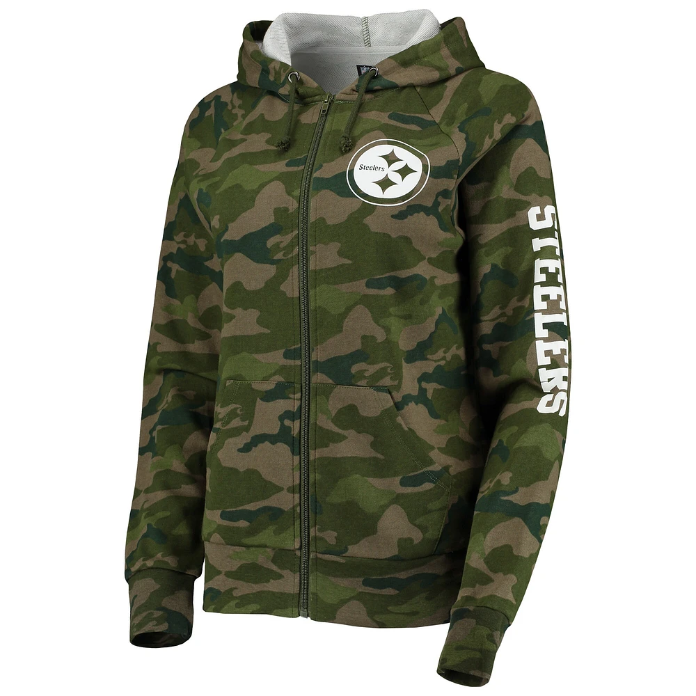 Women's New Era Camo Pittsburgh Steelers Raglan Full-Zip Hoodie
