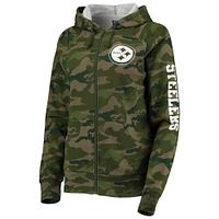 Women's New Era Camo Pittsburgh Steelers Raglan Full-Zip Hoodie