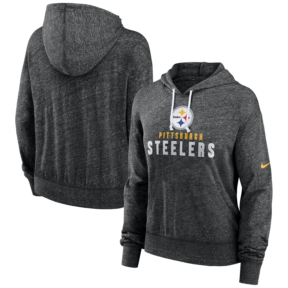 Women's Nike Black Pittsburgh Steelers Lightweight Gym Vintage Pullover Hoodie