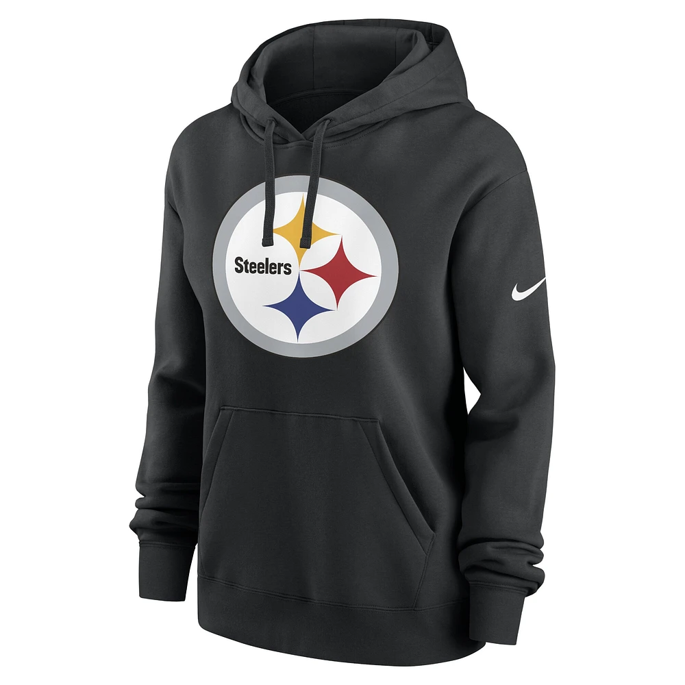 Women's Nike Black Pittsburgh Steelers Team Logo Club Fleece Pullover Hoodie