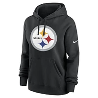 Women's Nike Black Pittsburgh Steelers Team Logo Club Fleece Pullover Hoodie