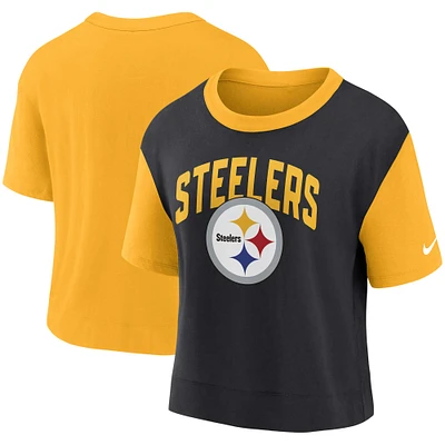T-shirt tendance pour femme des Pittsburgh Steelers de Nike, or/noir