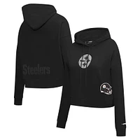 Women's Pro Standard Black Pittsburgh Steelers Jeweled Cropped Pullover Hoodie