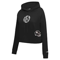 Women's Pro Standard Black Pittsburgh Steelers Jeweled Cropped Pullover Hoodie