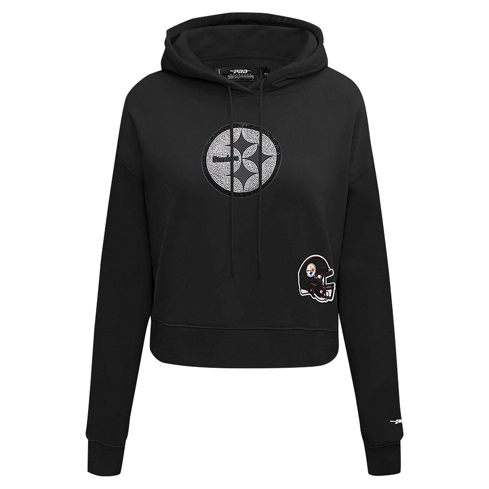 Women's Pro Standard Black Pittsburgh Steelers Jeweled Cropped Pullover Hoodie