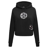Women's Pro Standard Black Pittsburgh Steelers Jeweled Cropped Pullover Hoodie