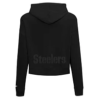 Women's Pro Standard Black Pittsburgh Steelers Jeweled Cropped Pullover Hoodie