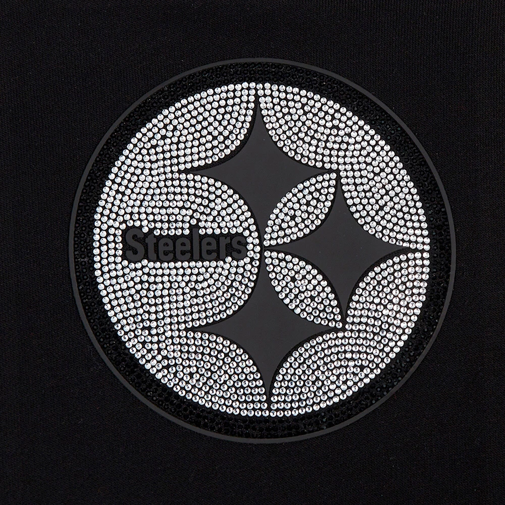 Women's Pro Standard Black Pittsburgh Steelers Jeweled Cropped Pullover Hoodie