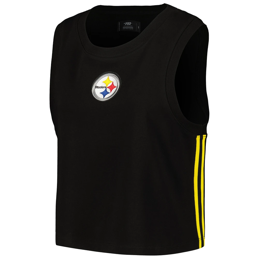 Women's Pro Standard  Black Pittsburgh Steelers Ombre Wordmark Classic Cropped Tank Top