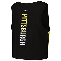 Women's Pro Standard  Black Pittsburgh Steelers Ombre Wordmark Classic Cropped Tank Top