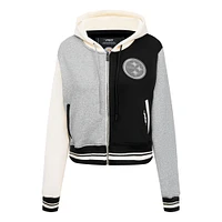 Women's Pro Standard Gray Pittsburgh Steelers Reverse French Terry Colorblock Full-Zip Hoodie