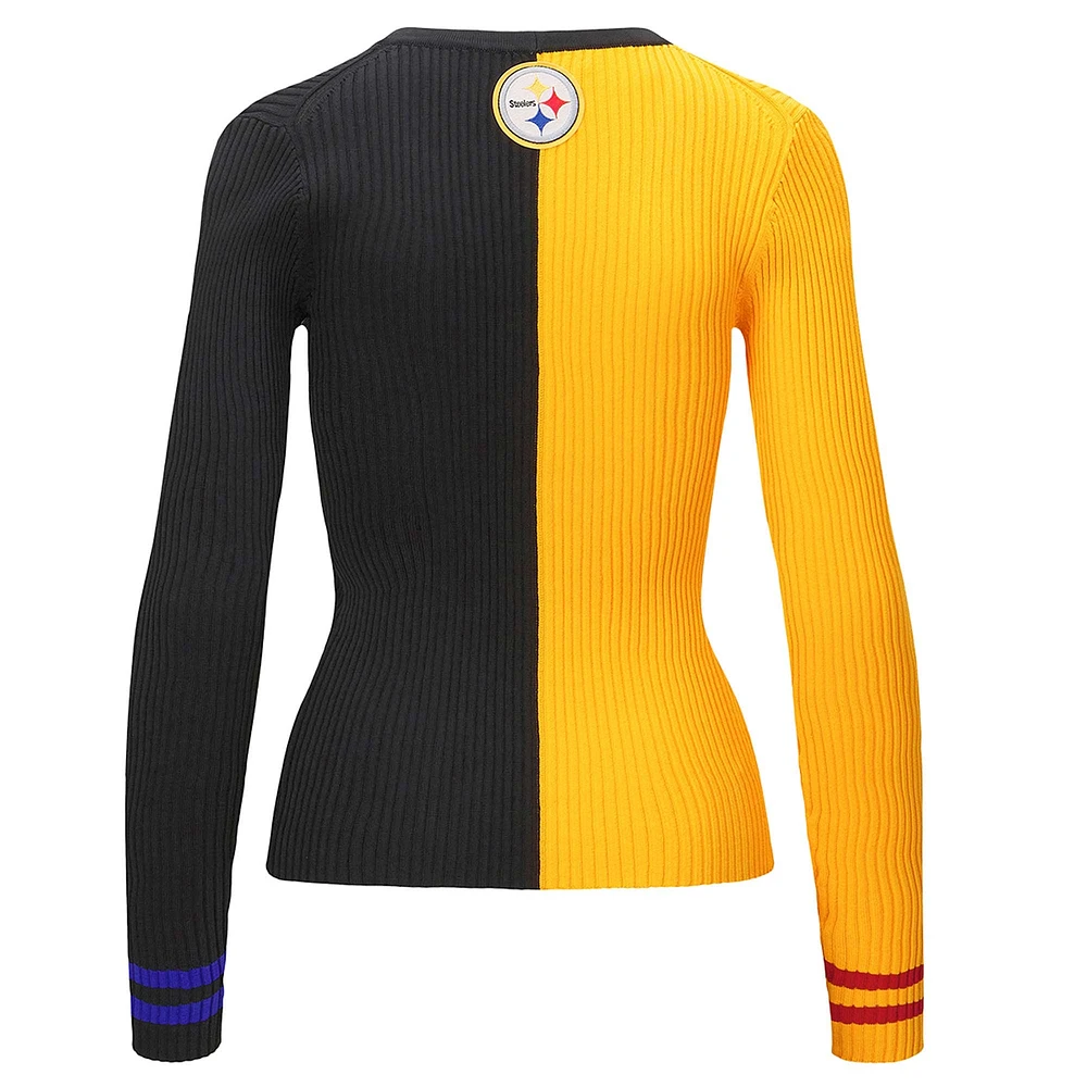 Women's STAUD Gold/Black Pittsburgh Steelers Cargo Sweater