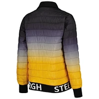 Veste matelassée à glissière pleine longueur The Wild Collective Pittsburgh Steelers pour femme, noir/doré