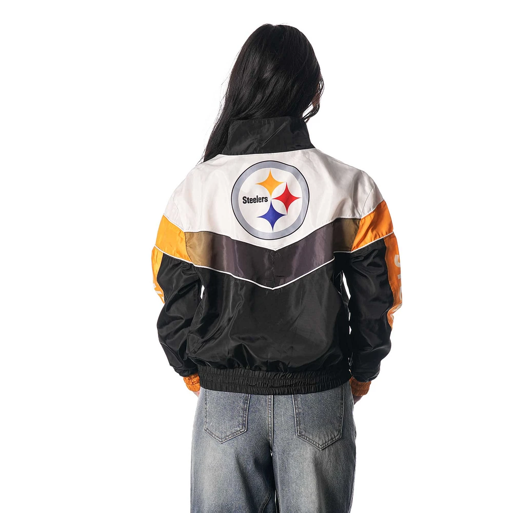 Women's The Wild Collective Black Pittsburgh Steelers 1/4 Zip Track Jacket