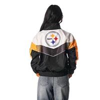Women's The Wild Collective Black Pittsburgh Steelers 1/4 Zip Track Jacket