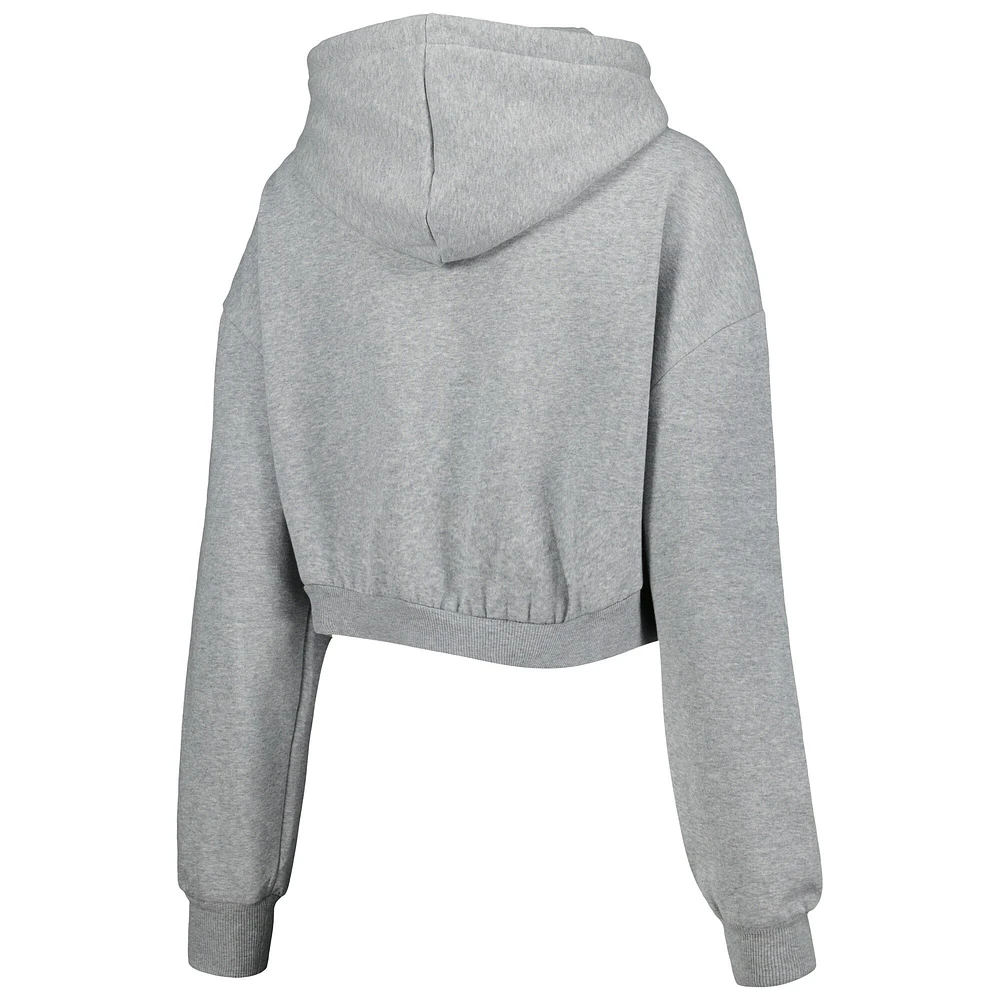 Women's The Wild Collective Gray Pittsburgh Steelers Cropped Pullover Hoodie