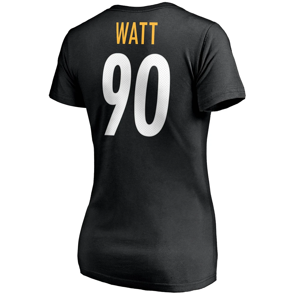 Women's T.J. Watt Black Pittsburgh Steelers Player Icon Name & Number V-Neck T-Shirt
