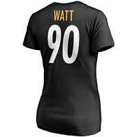 Women's T.J. Watt Black Pittsburgh Steelers Player Icon Name & Number V-Neck T-Shirt