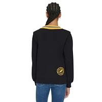 Women's Tommy Hilfiger Black Pittsburgh Steelers Alice V-Neck Pullover Sweatshirt