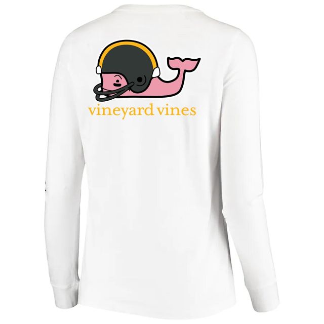 T-shirt blanc à manches longues avec casque Vineyard Vines pour femmes des Steelers de Pittsburgh