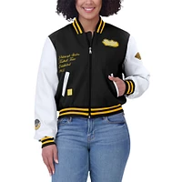Women's WEAR by Erin Andrews  Black/White Pittsburgh Steelers Varsity Full-Zip Jacket