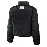 Women's WEAR by Erin Andrews  Black Pittsburgh Steelers Cropped Puffer Full-Zip Jacket