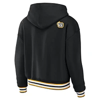 Women's WEAR by Erin Andrews Black Pittsburgh Steelers Lace-Up Pullover Hoodie