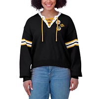 Women's WEAR by Erin Andrews Black  Pittsburgh Steelers Lace-Up Sweater