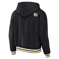 Women's WEAR by Erin Andrews Black Pittsburgh Steelers Plus Lace-Up Pullover Hoodie